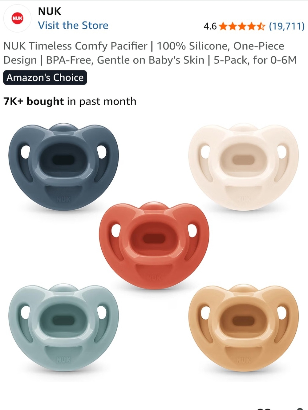 0-6m NUK Comfy Pacifiers - 5-Pack